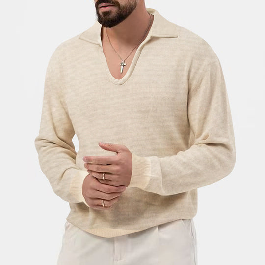 Herren modischer V-Ausschnitt Pullover aus atmungsaktivem Strickmaterial EB