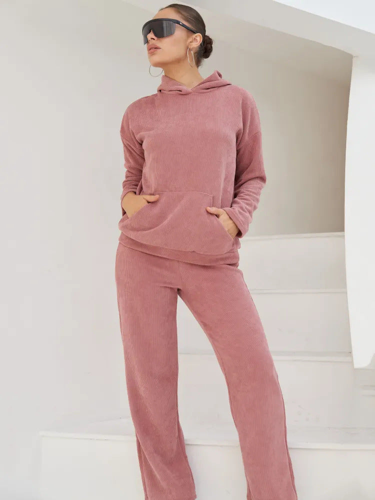 Damen bequemer Kapuzenpullover mit passender Jogginghose EB