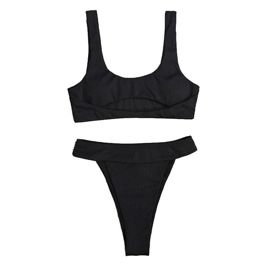 Damen Hochgeschnittener Bikini mit breiten Trägern EB
