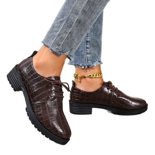Damen Schnürschuhe im eleganten Kroko-Look EB