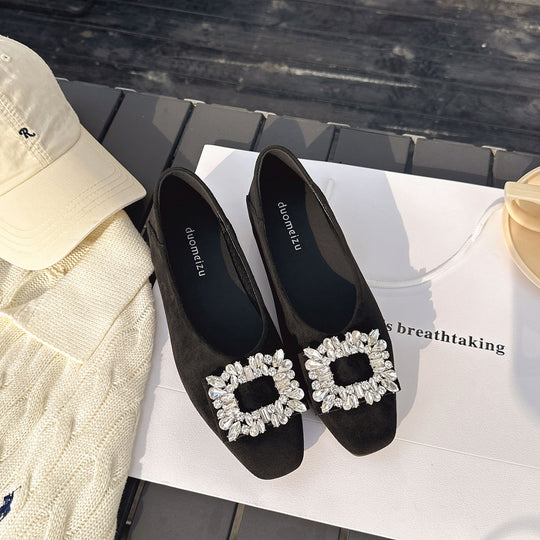 Damen Ballerinas mit luxuriösem Strassbesatz und elegantem Samtoberteil EB