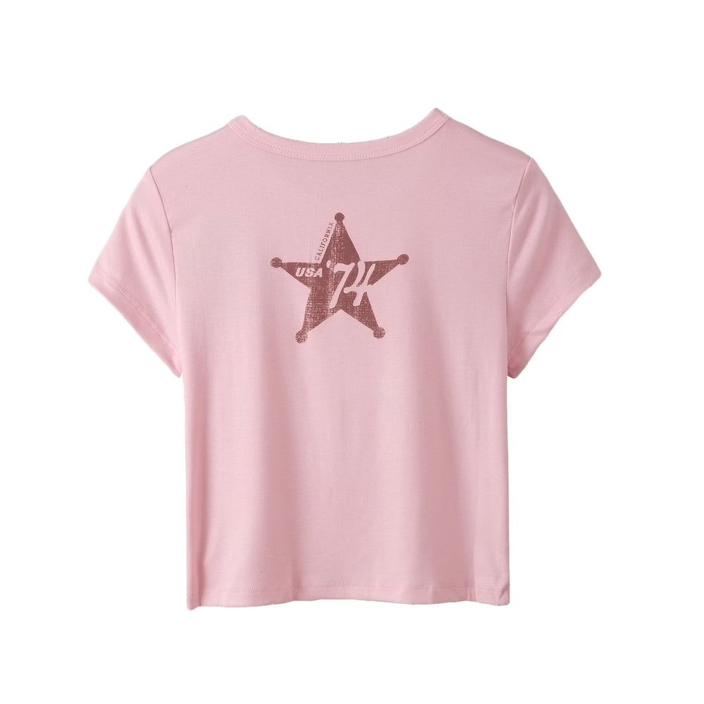 Damen lässiges Baumwoll-Crop-Top mit auffälligem Druck EB