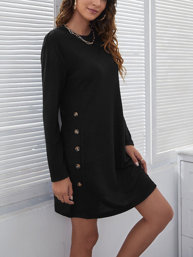 Damen Freizeitkleid mit eleganten Knopfdetails und lässigem Schnitt EB