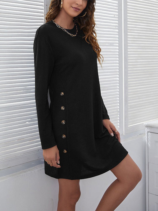 Damen Freizeitkleid mit eleganten Knopfdetails und lässigem Schnitt EB