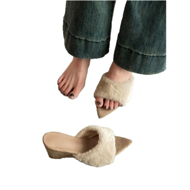 Damen elegante Plateau-Mules mit Fäustling-Optik EB