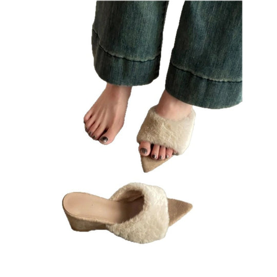 Damen elegante Plateau-Mules mit Fäustling-Optik EB