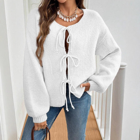 Damen Pullover mit Kordelzug und überschnittenen Ärmeln EB