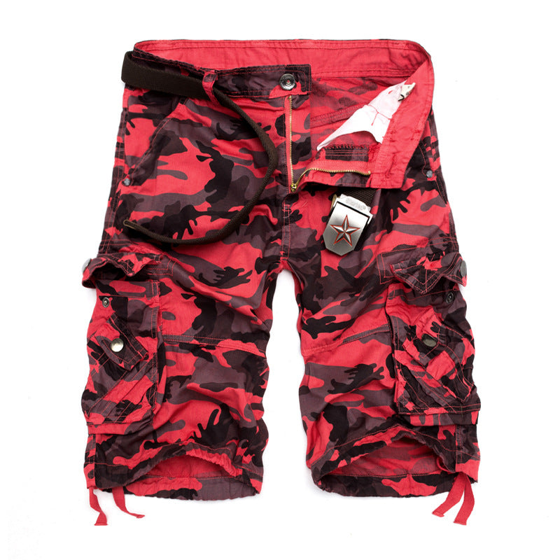 Herren Camo Cargo-Shorts mit mehreren Taschen und verstellbarem Bund EB