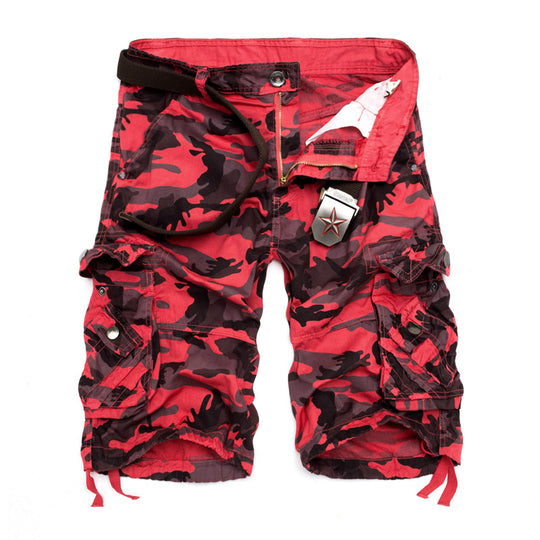 Herren Camo Cargo-Shorts mit mehreren Taschen und verstellbarem Bund EB