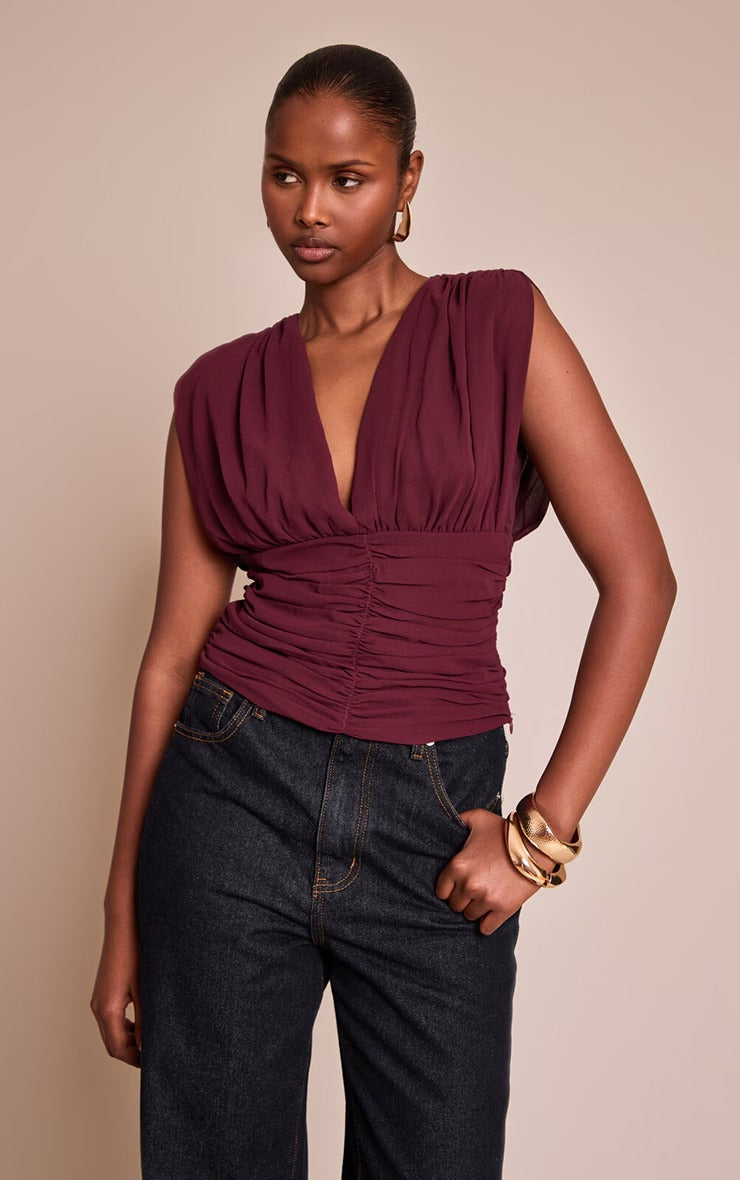 Damen Schicke Bluse mit Raffung EB