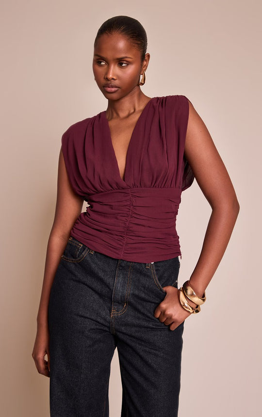 Damen Schicke Bluse mit Raffung EB