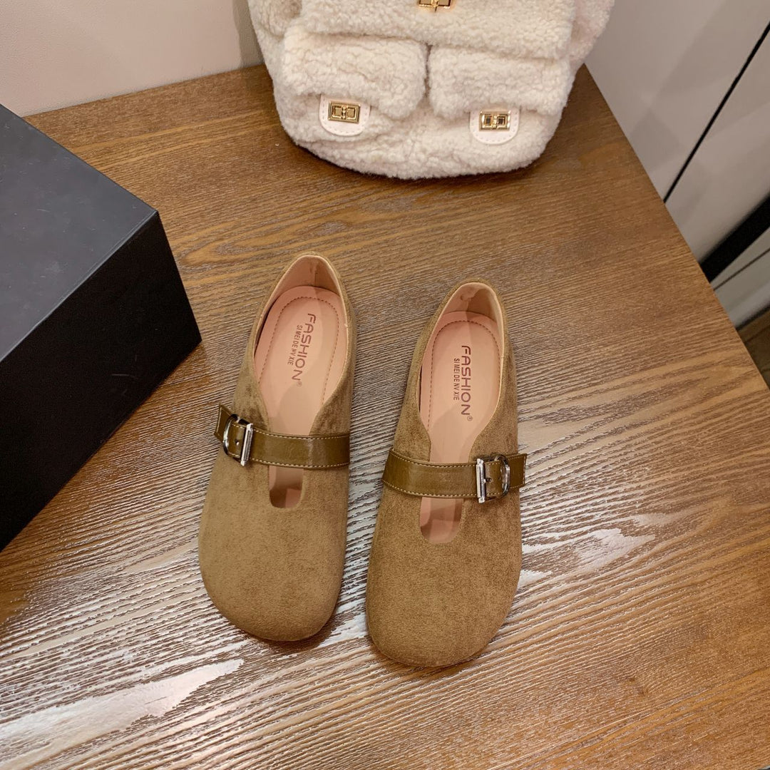 Damen elegante Mokassins mit modischer Schnallenverzierung EB