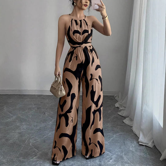 Damen Overall mit weitem Bein und modernem Muster EB