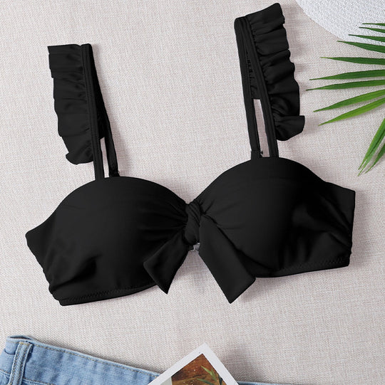 Damen Push-Up-Bikinioberteil mit dekorativem Knoten und Rüschen EB