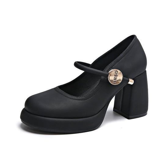 Damen hochhackige Mary Jane Schuhe mit modischem Blockabsatz EB