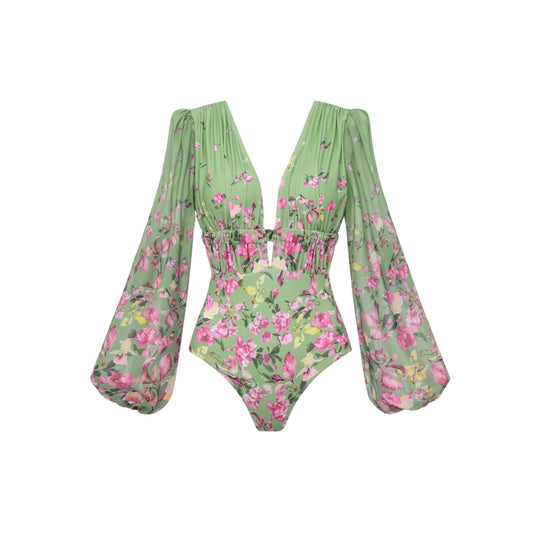Damen Bikiniset mit floralem Schnitt und elegantem Maxirock EB