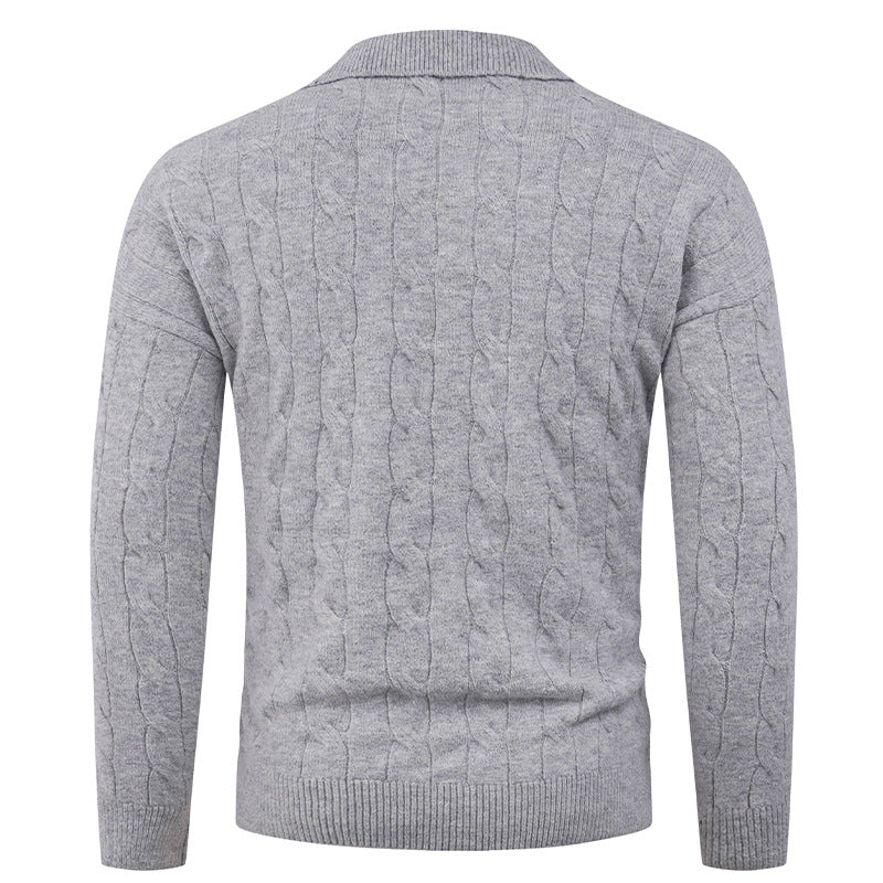 Herren Strickpullover mit modernem Zopfmuster und Polokragen EB