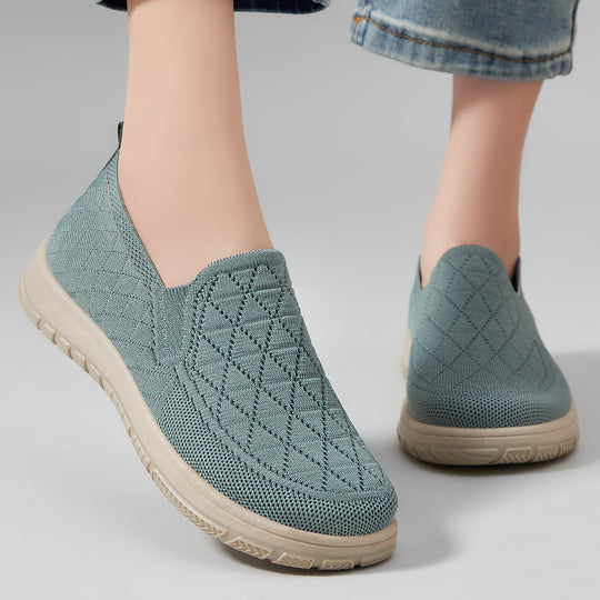 Damen nan atmungsaktiver Strick-Slipper mit orthopädischer Stoßdämpfung und flexibler Profilsohle EB