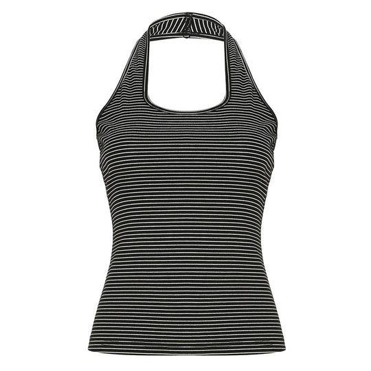 Damen Sportliches Haltertop mit breitem Kragen und feinen Streifen EB