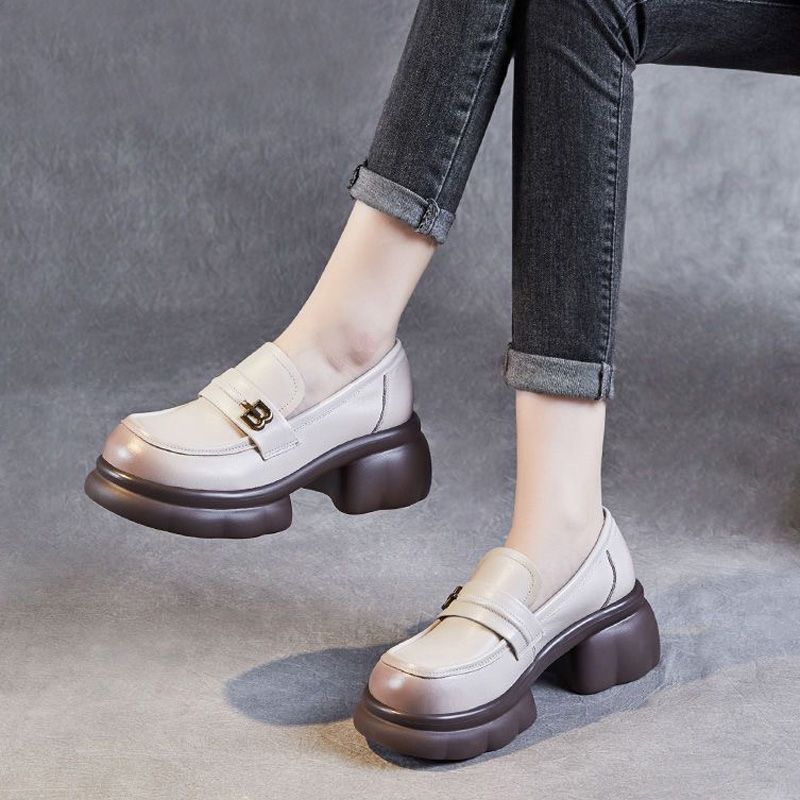 Damen schicke Loafer mit modischem Plateau und eleganter Schnalle EB