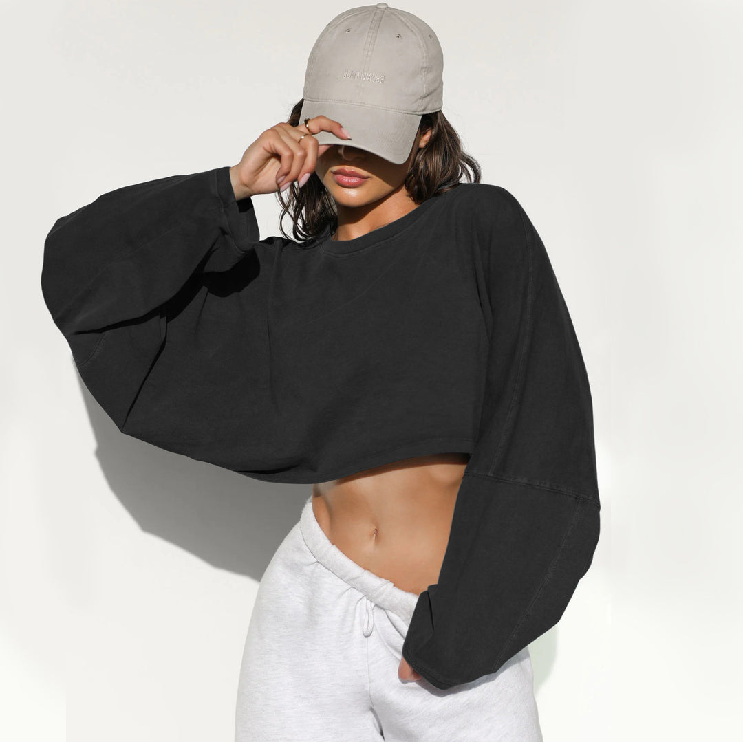 Damen lässiger Crop-Pullover EB
