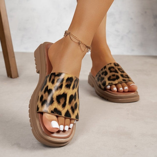 Damen modische Slides mit Leopardenmuster EB