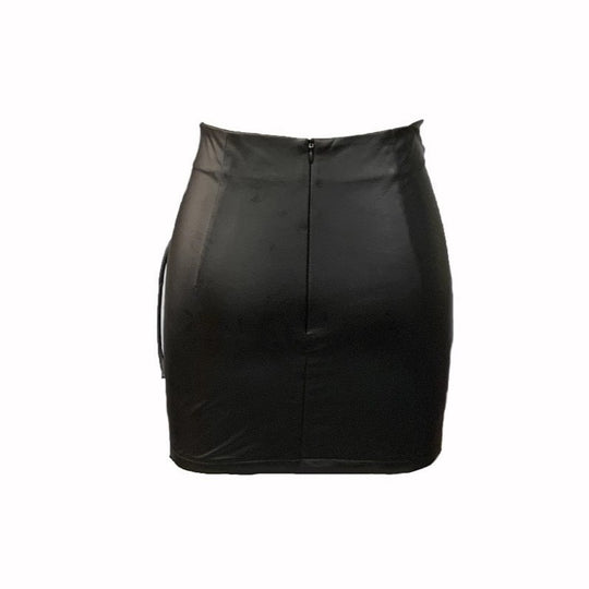 Damen Minirock aus Kunstleder mit raffinierten Schnürdetails EB