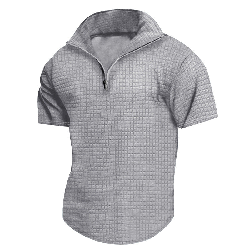 Herren konvertible Kurzarmjacke mit Reißverschluss und strukturiertem Design EB