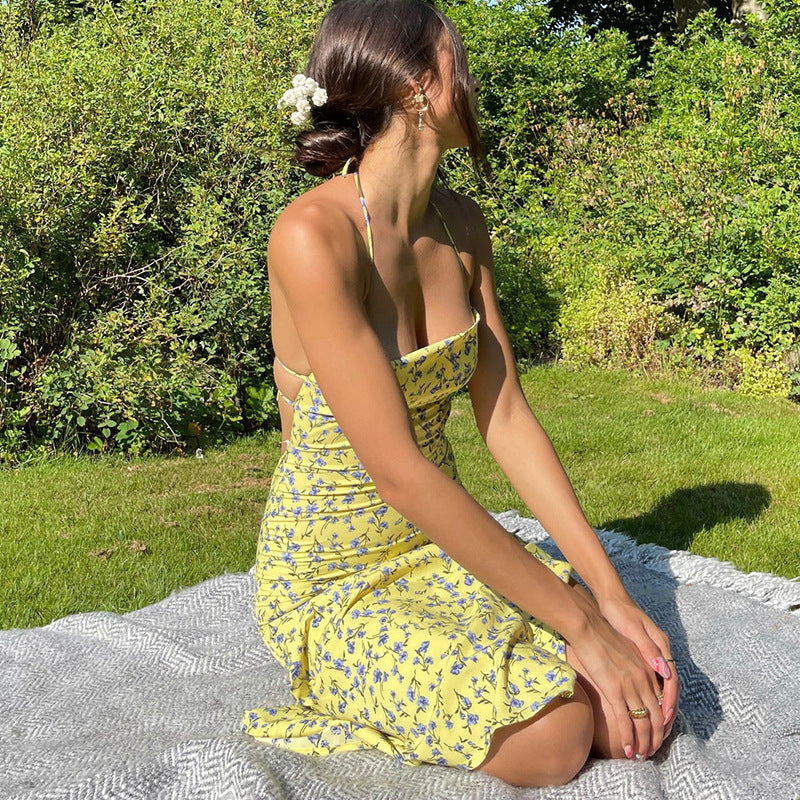 Damen Etuikleid mit floralem Design und eleganten Spaghettiträgern EB