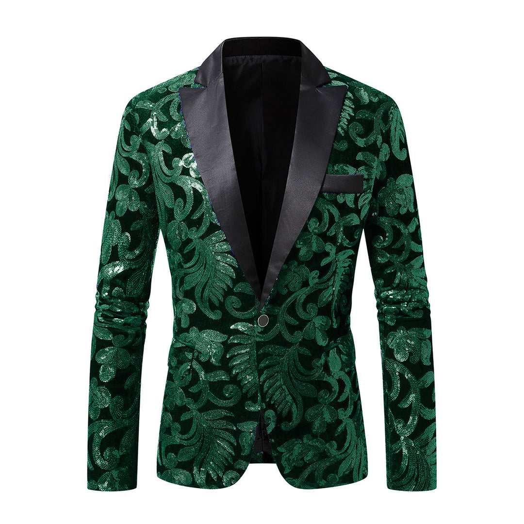 Damen eleganter Pailletten-Blazer mit floralem Design und luxuriösem Schnitt EB