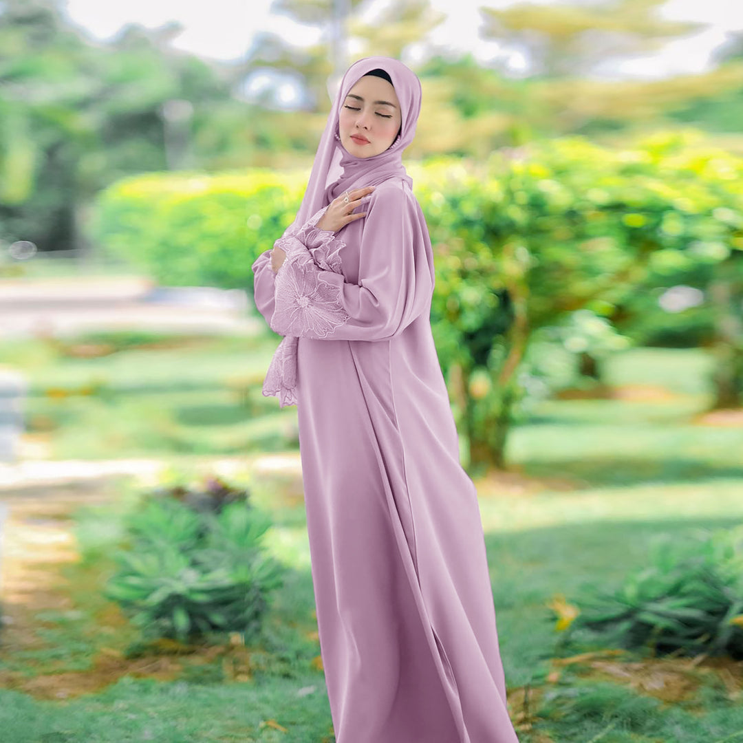 Damen Elegantes Maxi-Kleid mit floralem Spitzenbesatz EB