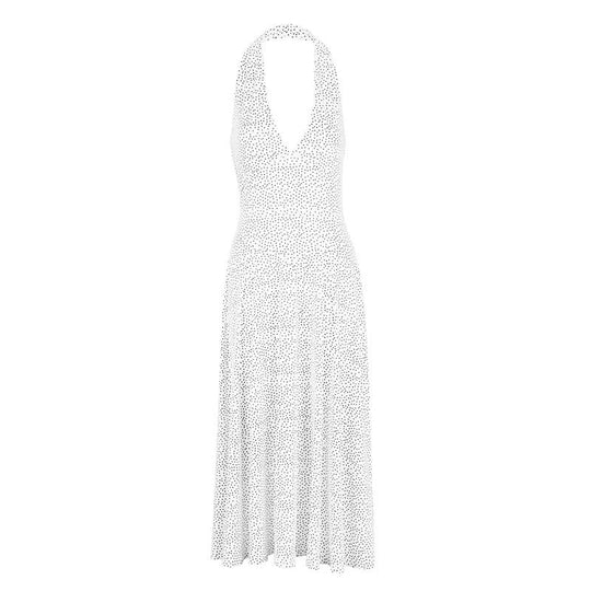 Damen Sommerliches Neckholderkleid mit tiefem V-Ausschnitt und weit schwingendem Rock EB