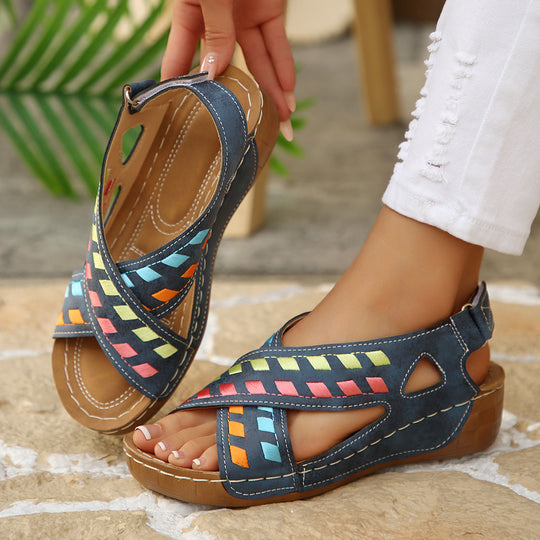 Damen offene Freizeit-Sandalen mit kunstvollem Flechtmuster EB