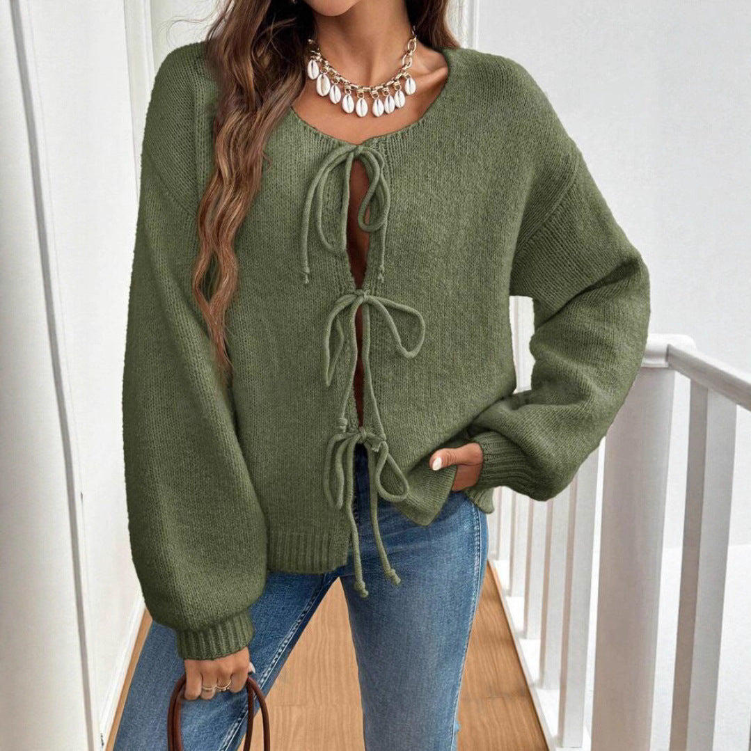Damen Pullover mit Kordelzug und überschnittenen Ärmeln EB