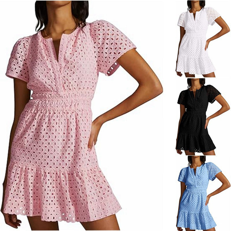 Damen Sommerkleid im romantischen Broderie Anglaise Stil EB