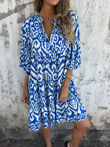 Damen lässiges Strandkleid mit lockerer Passform und schickem Druck EB