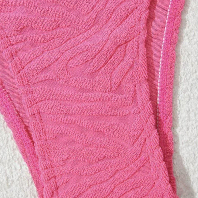 Damen Einseitiger Bikini im modernen Wellenmuster mit asymmetrischem Oberteil EB