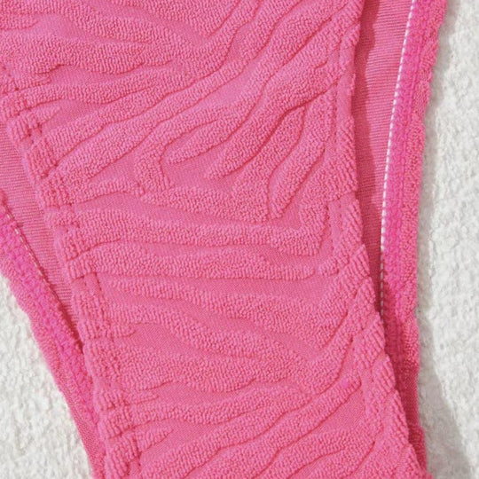 Damen Einseitiger Bikini im modernen Wellenmuster mit asymmetrischem Oberteil EB