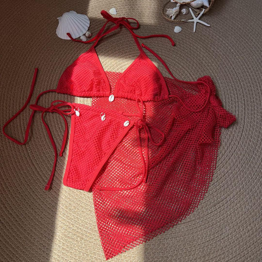 Damen Triangel-Bikini mit transparentem Netzdesign EB