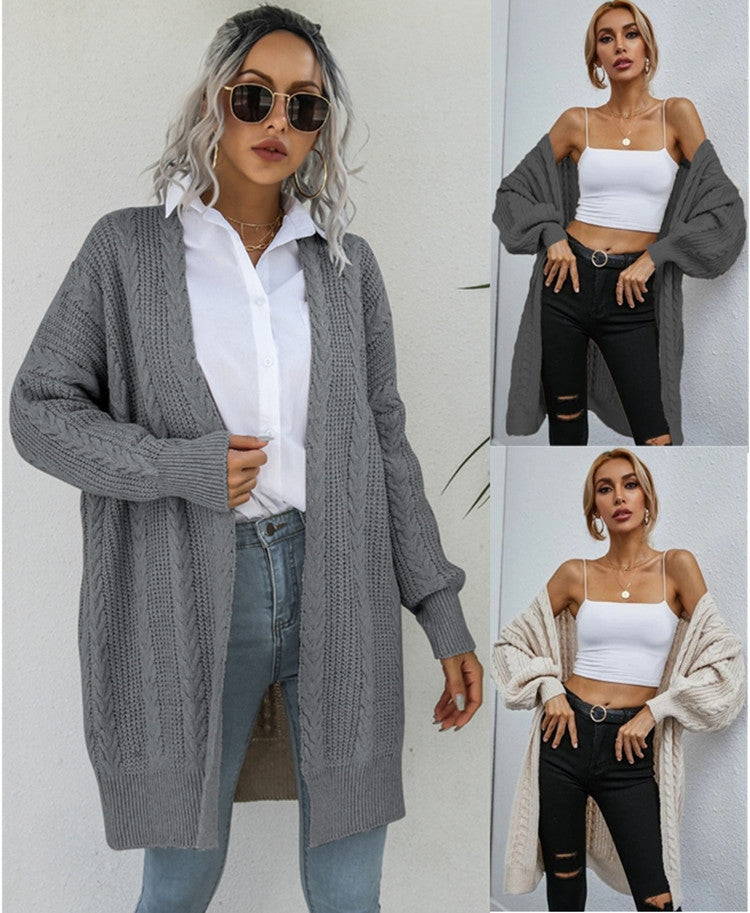 Damen Grobstrick Cardigan mit lässigem Oversize-Schnitt und raffiniertem Zopfmuster EB