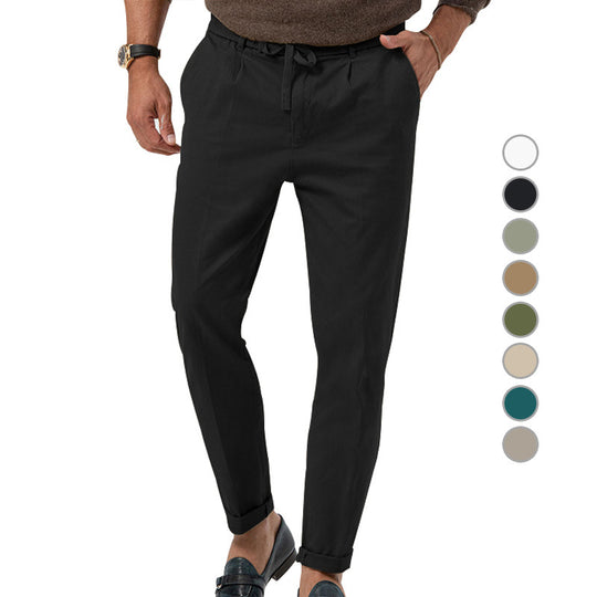 Herren nan tapered Komfort-Chino mit elastischem Kordelzug und gekrempeltem Saum EB