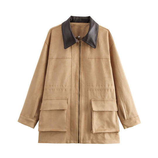 Damen Übergangsjacke mit kragen und praktischen Taschen EB