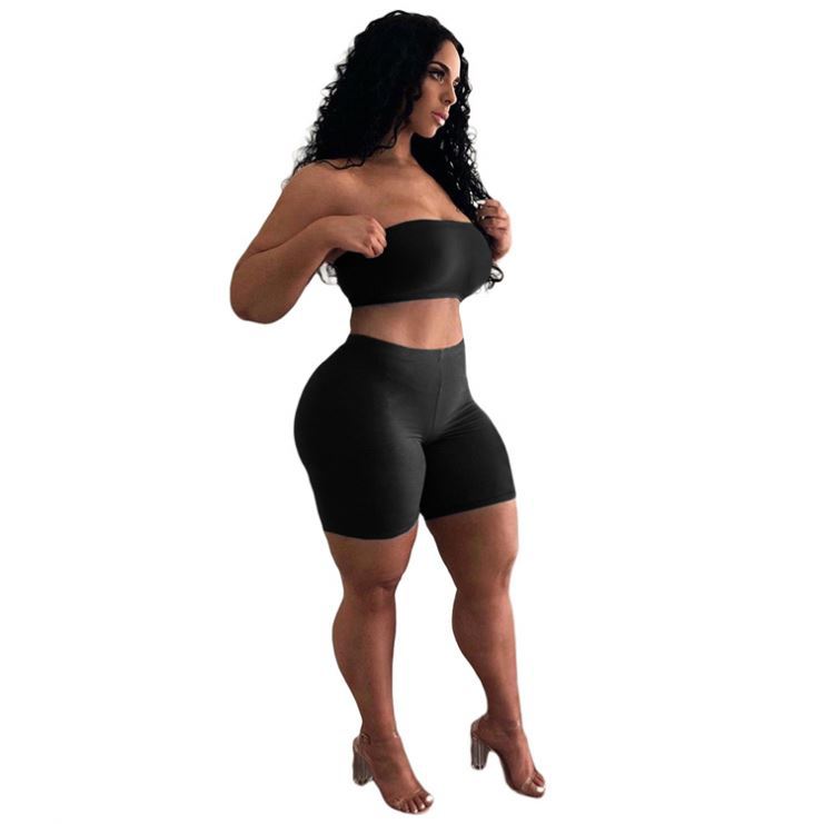Damen Crop-Top und Shorts Set mit elastischem Bund und figurformendem Schnitt EB