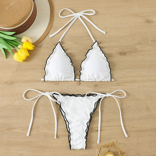 Damen Triangel-Bikini-Set mit raffinierten Rüschendetails EB