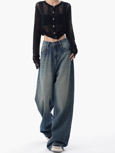 Damen Modische und luftige Strickjacke mit Knopfleiste EB