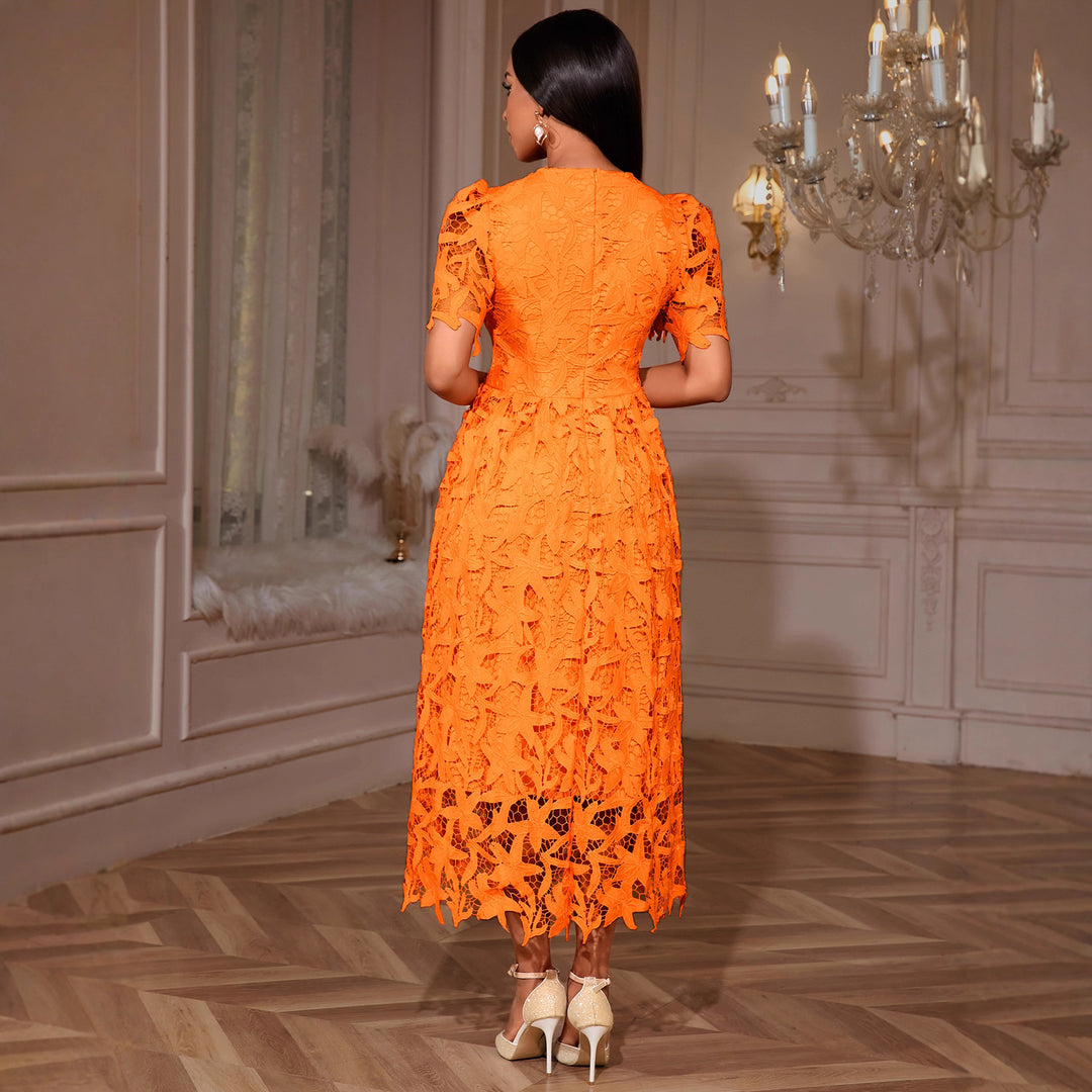 Damen Spitzen-Maxikleid mit floralem Design EB