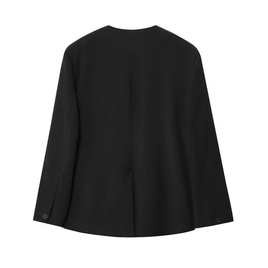 Damen Wickelblazer mit eleganter Satin-Schleife und modernen Taschen EB