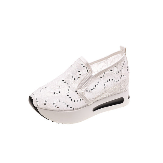 Damen Bequeme Wedge-Sneaker mit modischem Lattice-Design EB