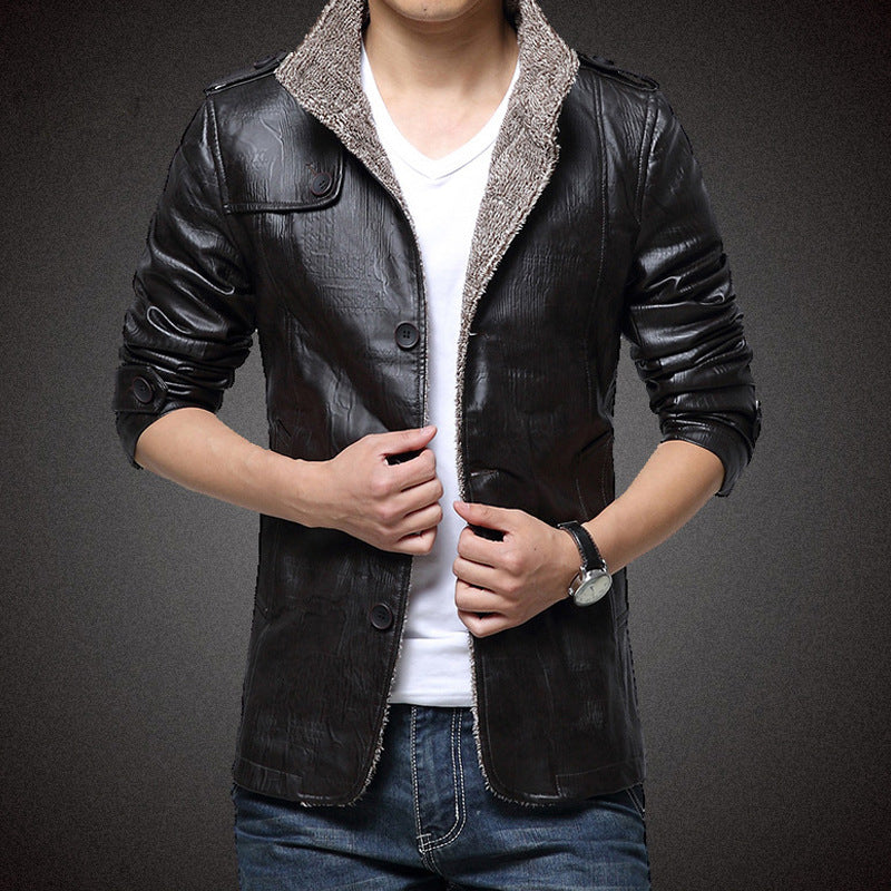 Herren Kunstlederjacke mit warmem Innenfutter EB