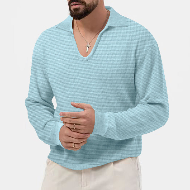 Herren eleganter Pullover mit V-Ausschnitt und strukturiertem Design EB